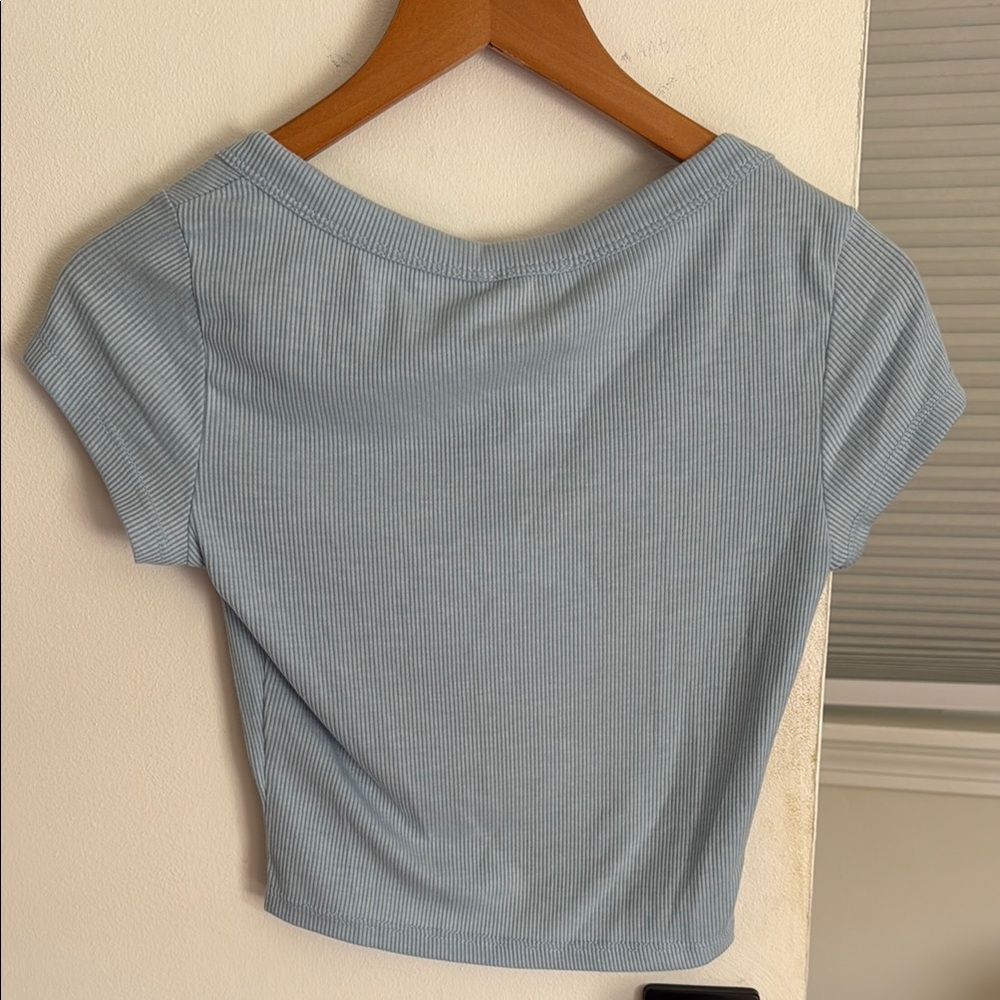 Princess Polly Light Blue NWT Crop Top Ribbed “Kerri Top”, Size 2 - Picture 6 of 6